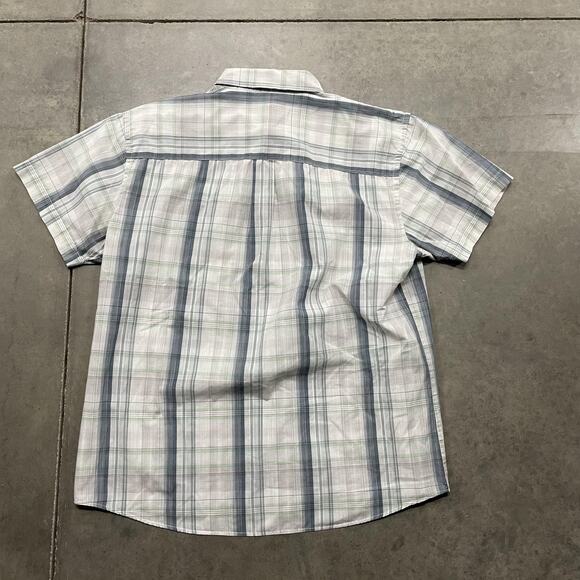 Van Heusen Studio Shirt Mens XL Slim Fit Gray Plaid Short Sleeve Button Down - Picture 4 of 4